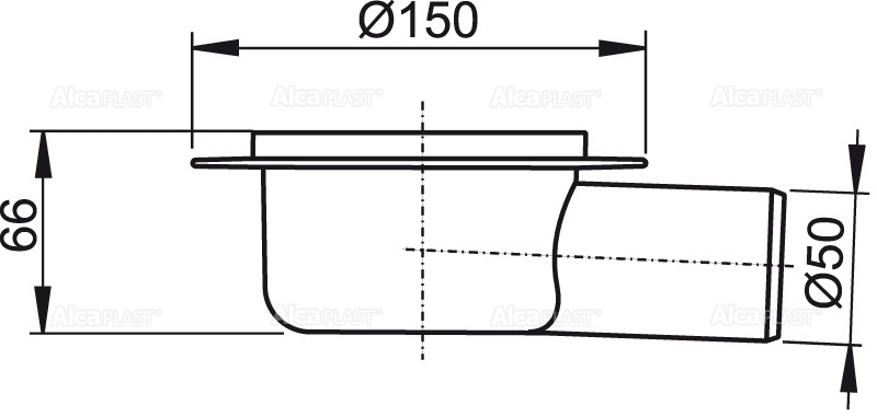 APV7000 - Корпус сливного трапа DN50, подводка – боковая